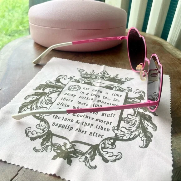 Juicy Couture Hot Pink Lolita Heart Shaped Sunglasses with Case RARE/HTF - Picture 8 of 12